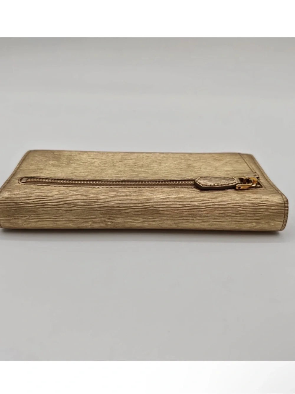 Prada Metallic Gold Saffiano Leather Flap Wallet - Picture 8 of 14